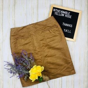 Cato Tan Faux Suede A-Line Skirt with Pockets Size 4